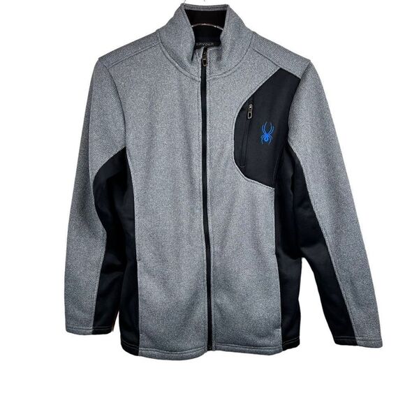 SPYDER Fleece Jacket Full Zip in Gray and Black Youth Size XL - Picture 1 of 13